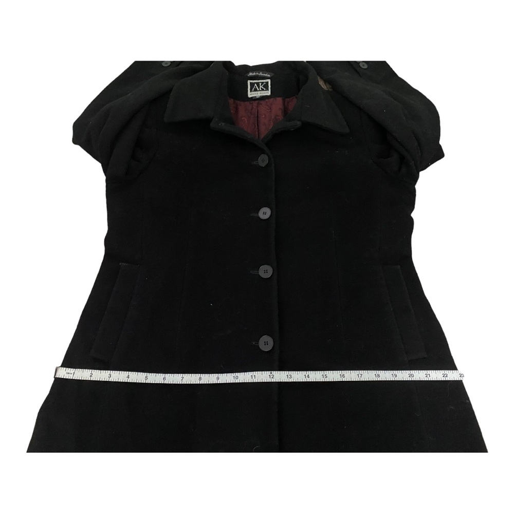 Anne Klein Black Single Breasted Wool Coat 12P - Picture 8 of 12